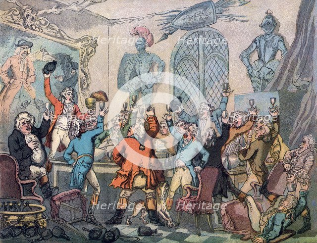 The Dinner, Humours of Fox Hunting, 1799.Artist: Thomas Rowlandson