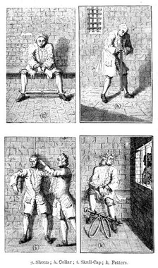 Centenary of John Howard, Prison Reformer:...Marshalsea Prison: mode of applying the torture, (1890) Creator: Unknown.