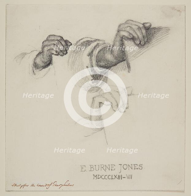 St Theophilus and the Angel - Study for the Hand of Theophilus, 1863-67. Creator: Sir Edward Coley Burne-Jones.