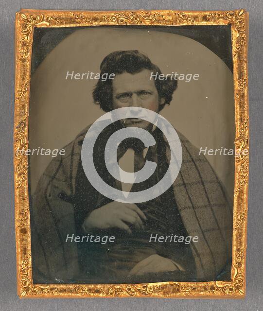Portrait of a Seated Man with Chin Beard Wearing a Cape, 1858-1861. Creator: Wyman.