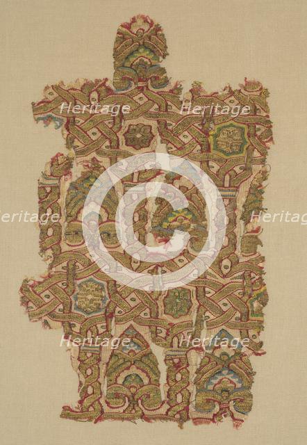 Silk fragment with arcade and palmettes, 1200s. Creator: Unknown.