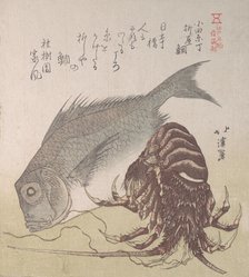 Tai Fish and Lobster; Specialities of Yanagiya in Odawara-cho, 19th century. Creator: Totoya Hokkei.