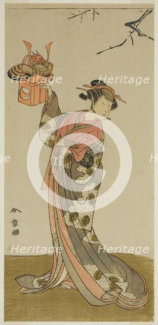 The Actor Arashi Hinaji I as Hananoi in the Play Gosho-zakura Horikawa Youchi, Performed.., c. 1773. Creator: Shunsho.