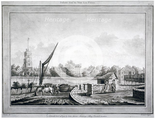 View of Fulham from the White Lion Inn, Putney, London, 1783. Artist: Robert Laurie