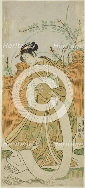 The Actor Yamashita Kinsaku II in cloth-bleaching (Nuno sarashi) dance, c. 1770. Creator: Ippitsusai Buncho.