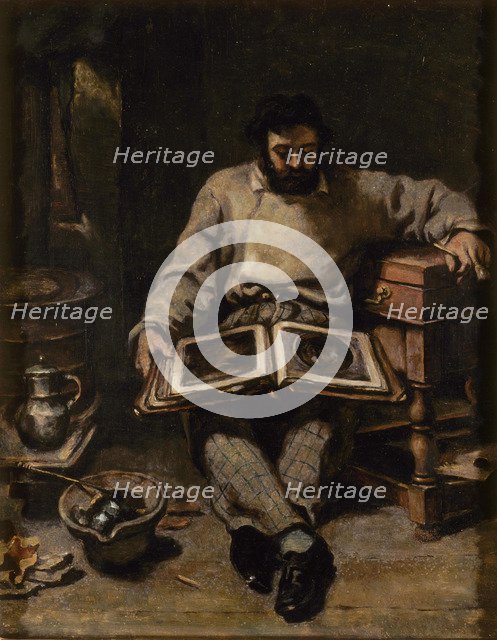 Marc Trapadoux Examining a Book of Prints, ca 1848.