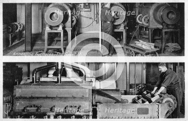Annealing furnaces, the Royal Mint, Tower Hill, London, early 20th century. Artist: Unknown