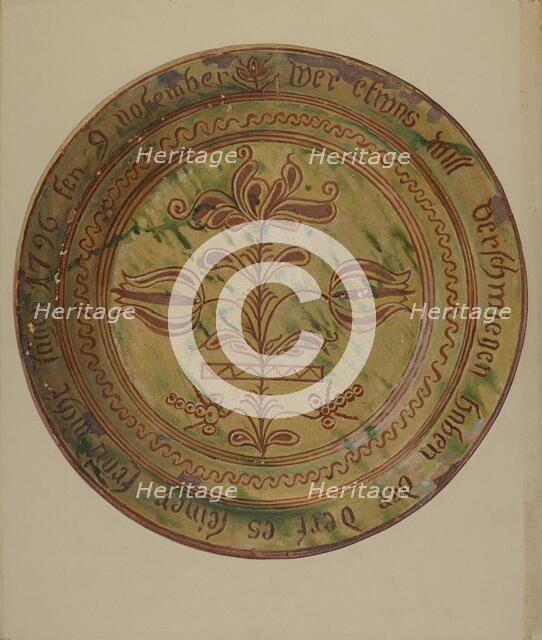 Pa. German Dish, c. 1936. Creator: William L. Antrim.