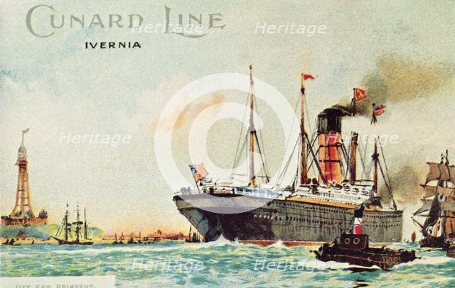 'Cunard Line - Ivernia, off New Brighton', c1910. Creator: Unknown.