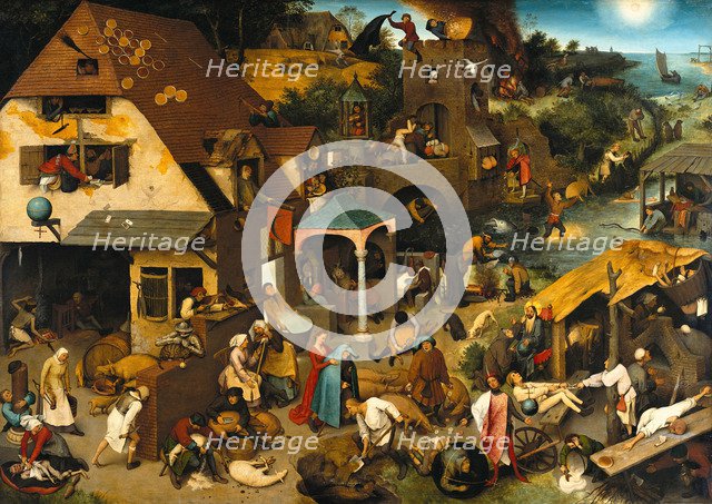 The Netherlandish Proverbs (The Blue Cloak or The Topsy Turvy World), 1559. Artist: Bruegel (Brueghel), Pieter, the Elder (ca 1525-1569)