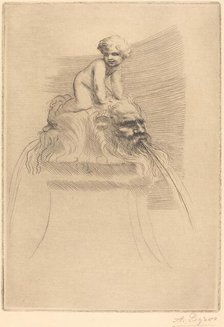 Small Fountain, Child Playing on the Grotesques (Petite fontaine, enfant qui joue surdes masques). Creator: Alphonse Legros.