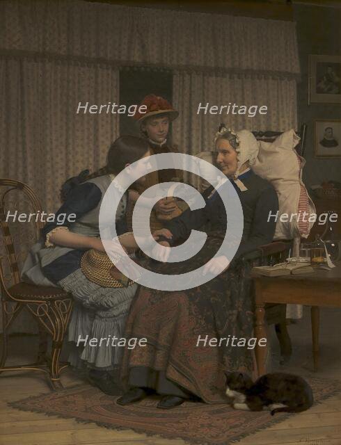 Visit to a sick old woman, 1884. Creator: Frederik Vermehren.