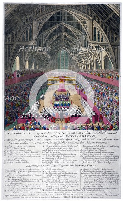 Trial of Lord Lovat, Westminster Hall, London, 1747.                       Artist: Anon