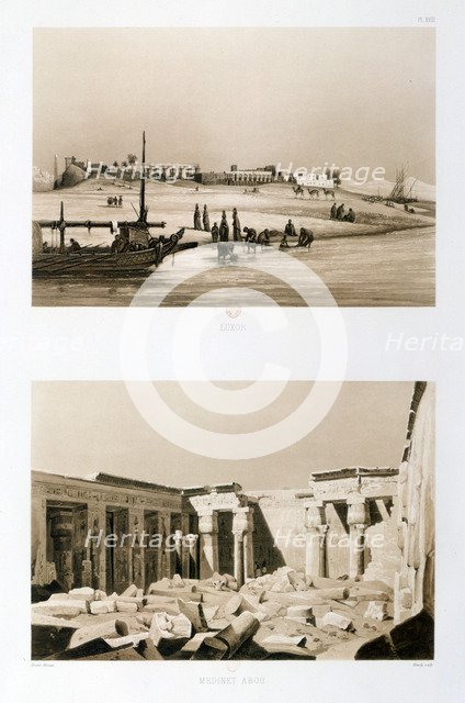 Luxor and Medinet Habu, Egypt, 1841. Artist: Hector Horeau