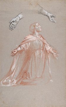 Sainte Clotilde (middle register; study for wall paintings in the Chapel of Saint Remi..., 19th cent Creator: Isidore Pils.