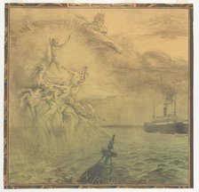 Sea: design for a wall painting in Rotterdam, c.1908-c.1917. Creator: Huib Luns.