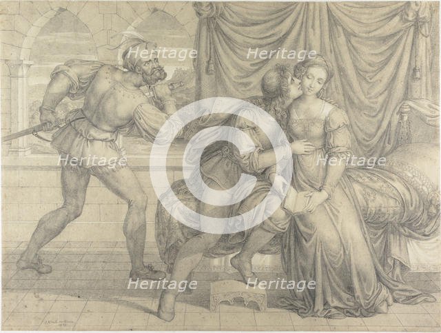 Paolo and Francesca, surprised by Gianciotto Malatesta, 1809. Creator: Koch, Joseph Anton (1768-1839).