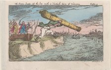 The Baron Jumps into the Sea with a Turkish piece of Ordnance, [1809], re..., [1809], reissued 1811. Creator: Thomas Rowlandson.