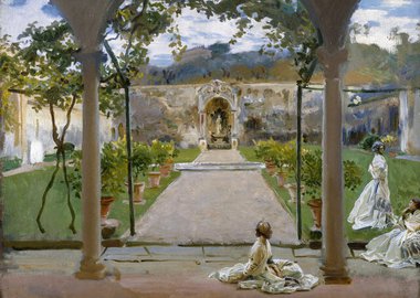 Gallery image of At Torre Galli: Ladies in a Garden, 1910. Creator: John Singer Sargent.