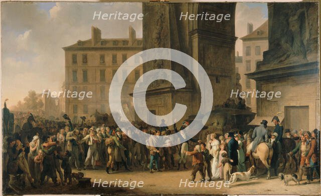 Les conscrits de 1807 défilant devant la porte Saint-Denis, c1808. Creator: Louis Leopold Boilly.