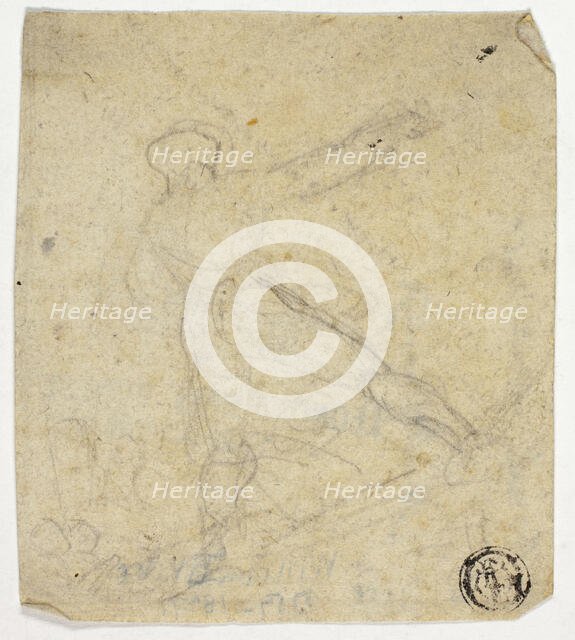 Figure Seen from the Back, with Outstretched Arm, c. 1800. Creator: William Blake.