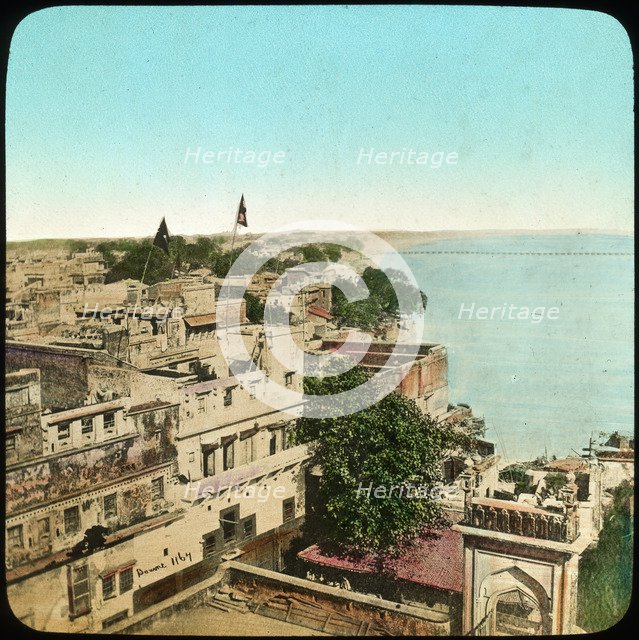 River Ganges from the Aurangzeb Mosque, Benares, India, late 19th or early 20th century. Artist: Unknown