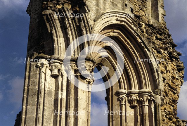 Stone carving around the east end window arch of the church, Kirkham Priory, North Yorkshire, 1993. Artist: Unknown