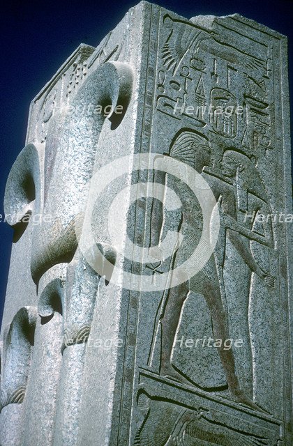 Pillar with Papyrus motif (symbol of Lower Egypt), Temple of Amun, Karnak, Egypt. Artist: Unknown