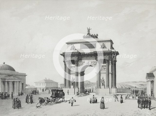 The Triumphal Arch at the Tver Gates in Moscow, 1840s.