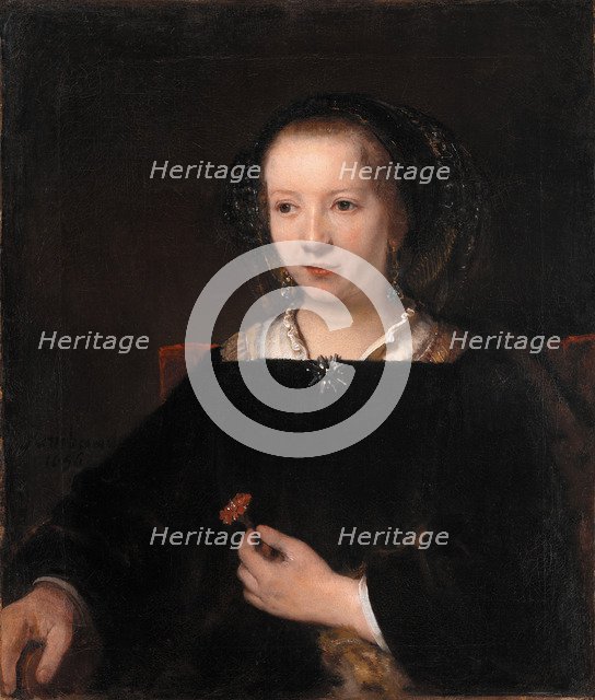 Young Woman with a Carnation, 1656. Artist: Rembrandt van Rhijn, (School)  