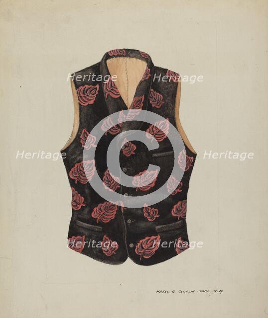 Embroidered Velvet Vest, c. 1937. Creator: Majel G. Claflin.