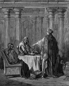 Esther (c450 BC) before her husband King Ahasuerus (Xerxes I) of Persia, 1866. Artist: Gustave Doré