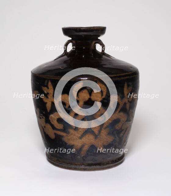 High Shouldered Jar with Loop Handles and Reserved Decoration...,  Song dynasty (960-1279) or later. Creator: Unknown.