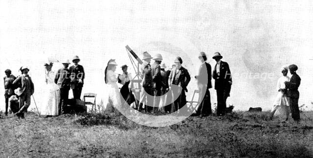The Total Eclipse of the Sun: Sir Arthur Havelock and party...awaiting the eclipse at Jeur, 1898. Creator: Stewart.