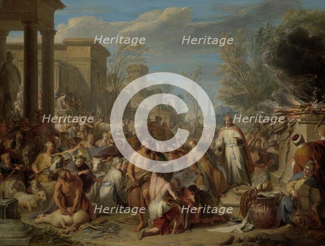 Jeroboam Sacrificing to the Idols, c.1704-c.1744. Creator: Jacques Ignatius de Roore.