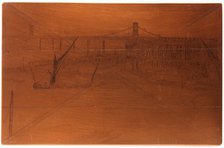 Etching plate: Old Hungerford Bridge, 1861. Creator: James Abbott McNeill Whistler.