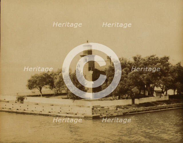 Lighthouse at end of ship canal, St. Clair Lake... near Bayfield, Wisconsin, 1903. Creator: Frances Benjamin Johnston.
