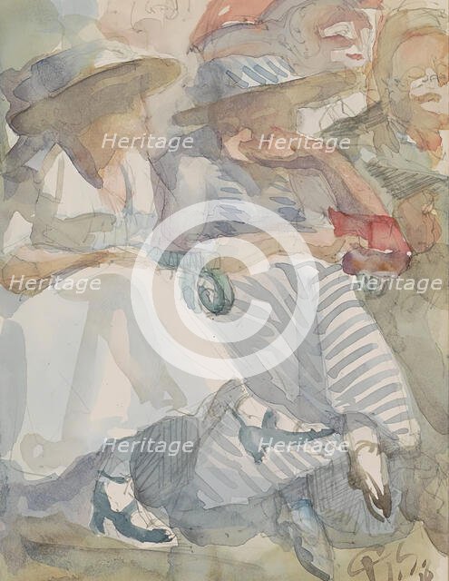 Two seated women in the front row in an audience, 1916. Creator: Reijer Stolk.