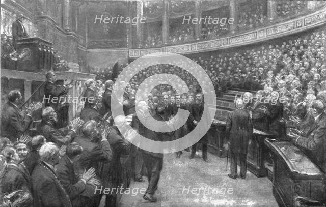 'L'Alsace et la Lorraine retrouvees; les representants de l'Alsace et de la Lorraine font..., 1919. Creator: J Simont.