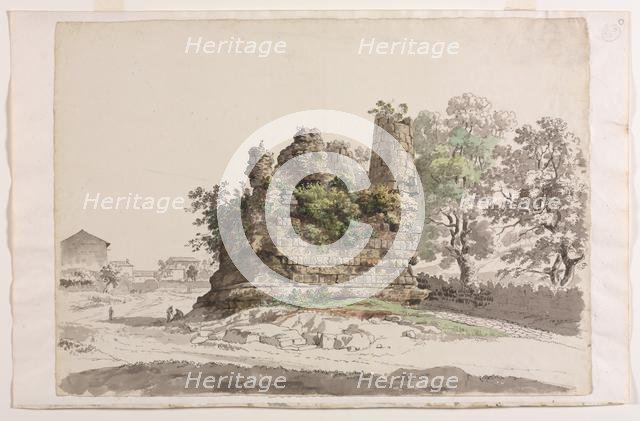 The So-Called Sepulcher of the Curiatii Brothers at Albano, with the Church of the Madonna..., c 177 Creator: Carlo Labruzzi (Italian, 1748-1817).