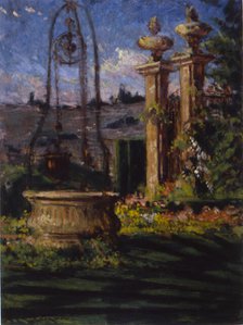 In the Gardens of the Villa Palmieri, 1910. Creator: Carroll Beckwith.