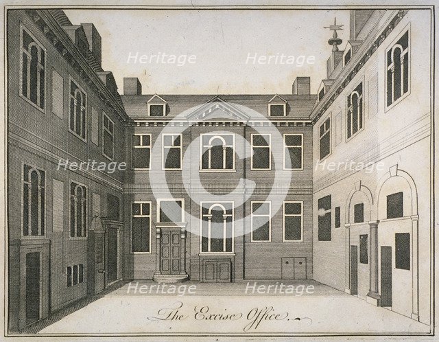 Inner courtyard of the Excise Office, Old Broad Street, City of London, 1800. Artist: Anon