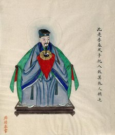 Li Chunfeng, the Chinese mathematician, astrologer and cosmologist, wearing traditional..., 1800-99. Creator: Unknown.