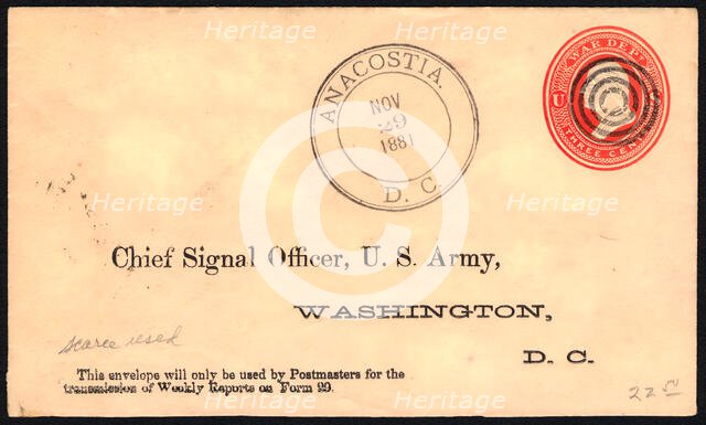 3c Washington War Department cover, November 29, 1881. Creator: Unknown.