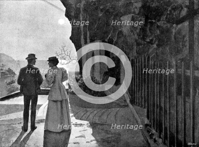 Adam Johnstone's Son: "Couldn't you say them, instead?" he asked slowly...looking at her..., 1895. Creator: George Meisenbach.