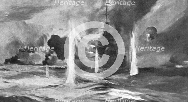 '' Au fort de la bataille Jutland ; Le "Warspite" en action', 1916. Creator: Montague Dawson.