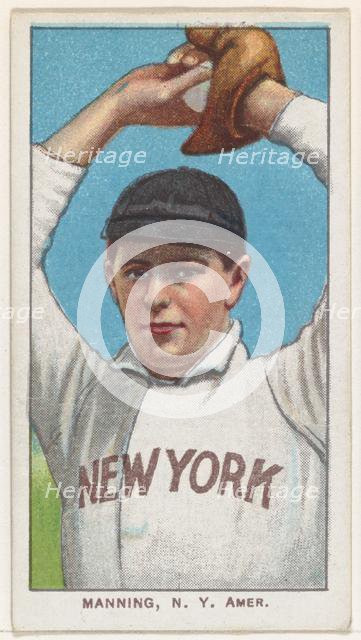 Manning, New York, American League, from the White Border series (T206) for the America..., 1909-11. Creator: American Tobacco Company.