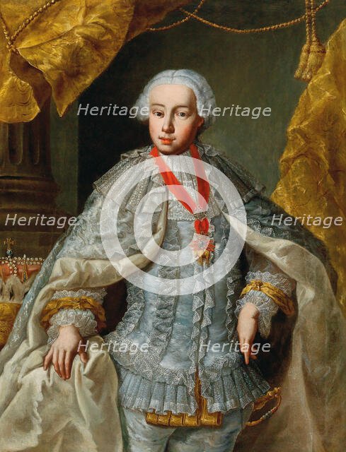 Portrait of Archduke Leopold (future Emperor Leopold II) in wedding gown, ca 1764-1765. Creator: Anonymous.