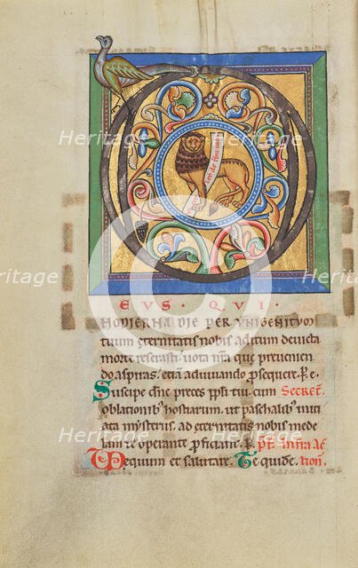 Initial D: The Lion of Judah; Stammheim Missal, probably 1170s. Creator: Unknown.