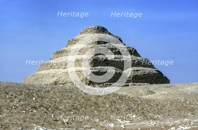 Distant view of the Step Pyramid of King Djoser (Zozer), Saqqara, Egypt, 3rd Dynasty, c2600 BC. Artist: Imhotep